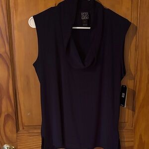 CLARA SUNWOO Deep Purple Sleeveless Cowl Neck Blouse